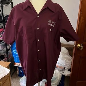 Novelty Button Down Shirt Dark Red Sz XL